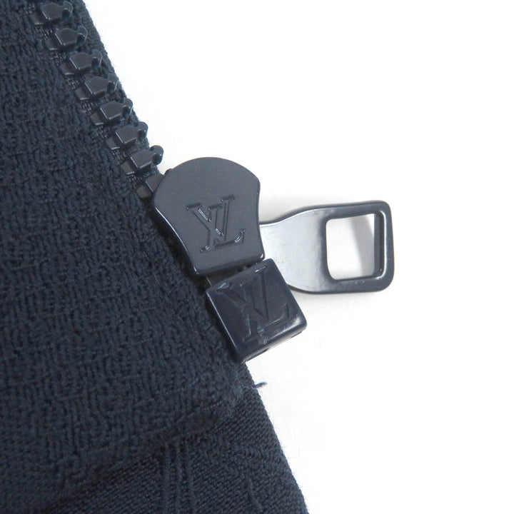 Excellent LOUIS VUITTON Blouson Monogram All-over Pattern Ribbed Hem Navy wool mens 50