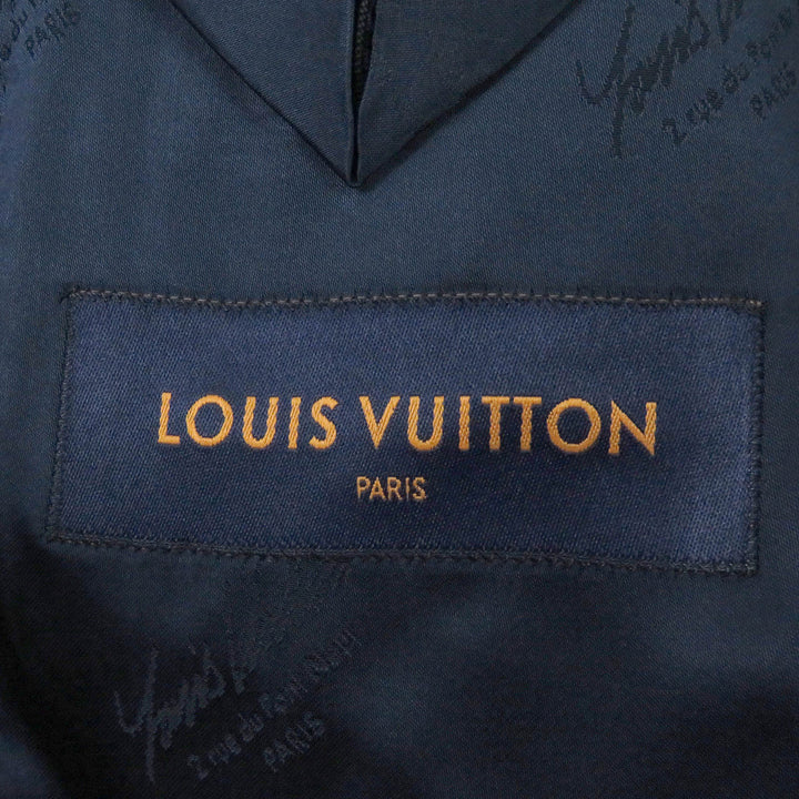 Excellent LOUIS VUITTON Blouson Monogram All-over Pattern Ribbed Hem Navy wool mens 50