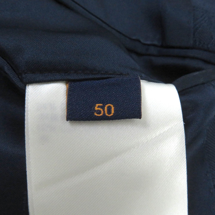 Excellent LOUIS VUITTON Blouson Monogram All-over Pattern Ribbed Hem Navy wool mens 50