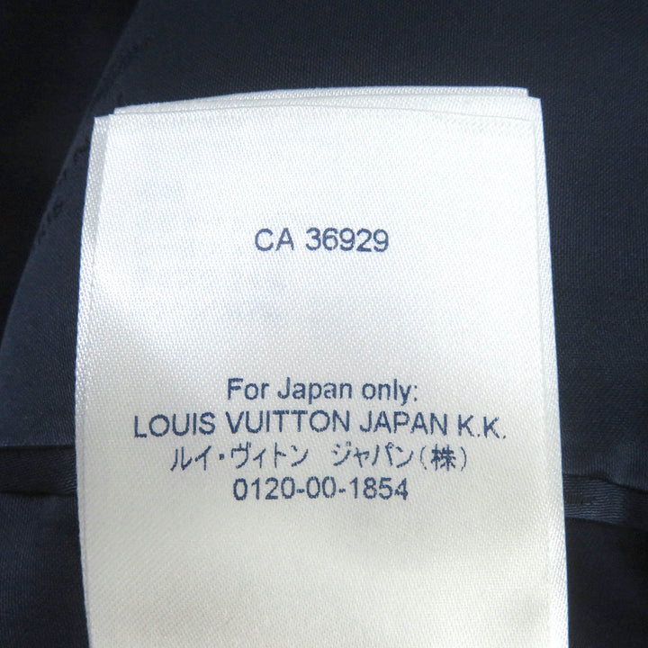 Excellent LOUIS VUITTON Blouson Monogram All-over Pattern Ribbed Hem Navy wool mens 50