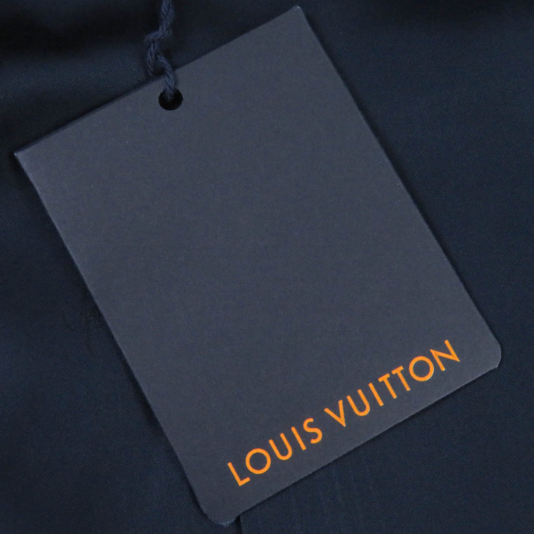 Excellent LOUIS VUITTON Blouson Monogram All-over Pattern Ribbed Hem Navy wool mens 50
