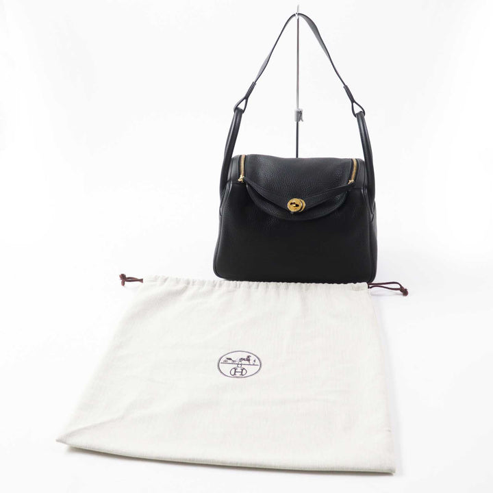 Excellent HERMES Shoulder Bag Lindy 30 Taurillon Clemence black Women