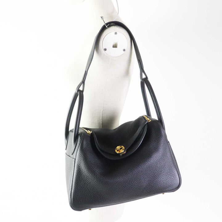 Excellent HERMES Shoulder Bag Lindy 30 Taurillon Clemence black Women