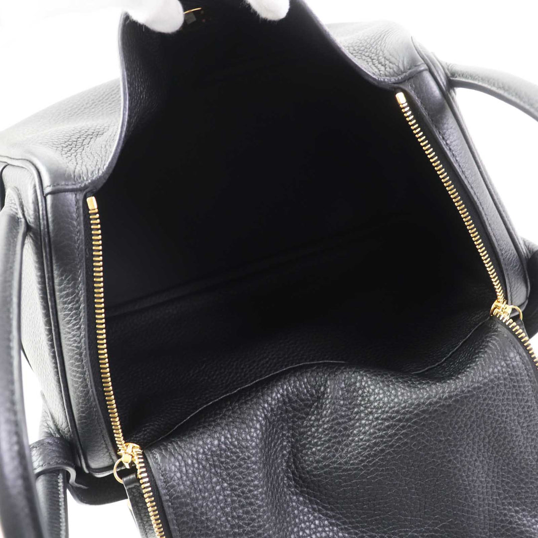 Excellent HERMES Shoulder Bag Lindy 30 Taurillon Clemence black Women