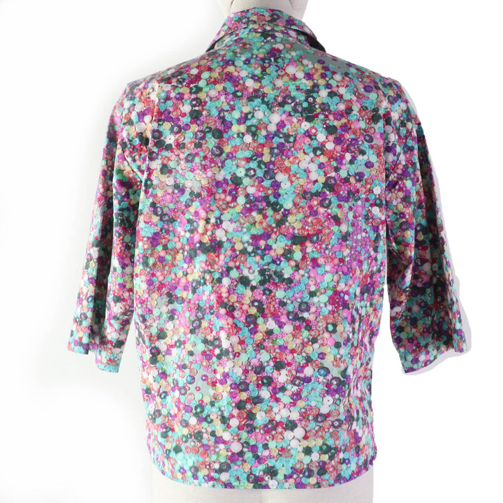 Discounted 
 Excellent DRIES VAN NOTEN blouse Bead print open collar shirt multicolor cotton Women 34