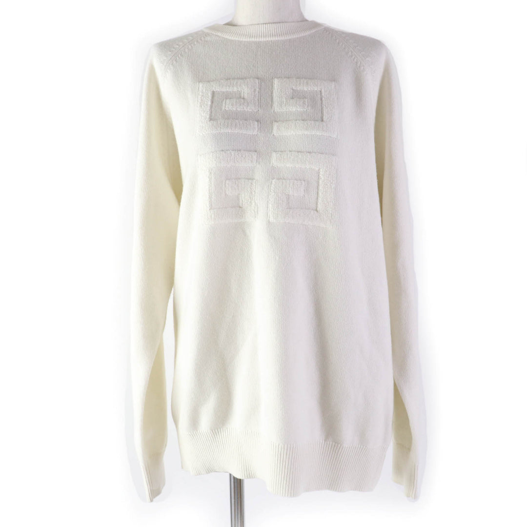Excellent GIVENCHY knit 4G Logo Long Sleeve Ivory cashmere Women M BW908N4ZEQ