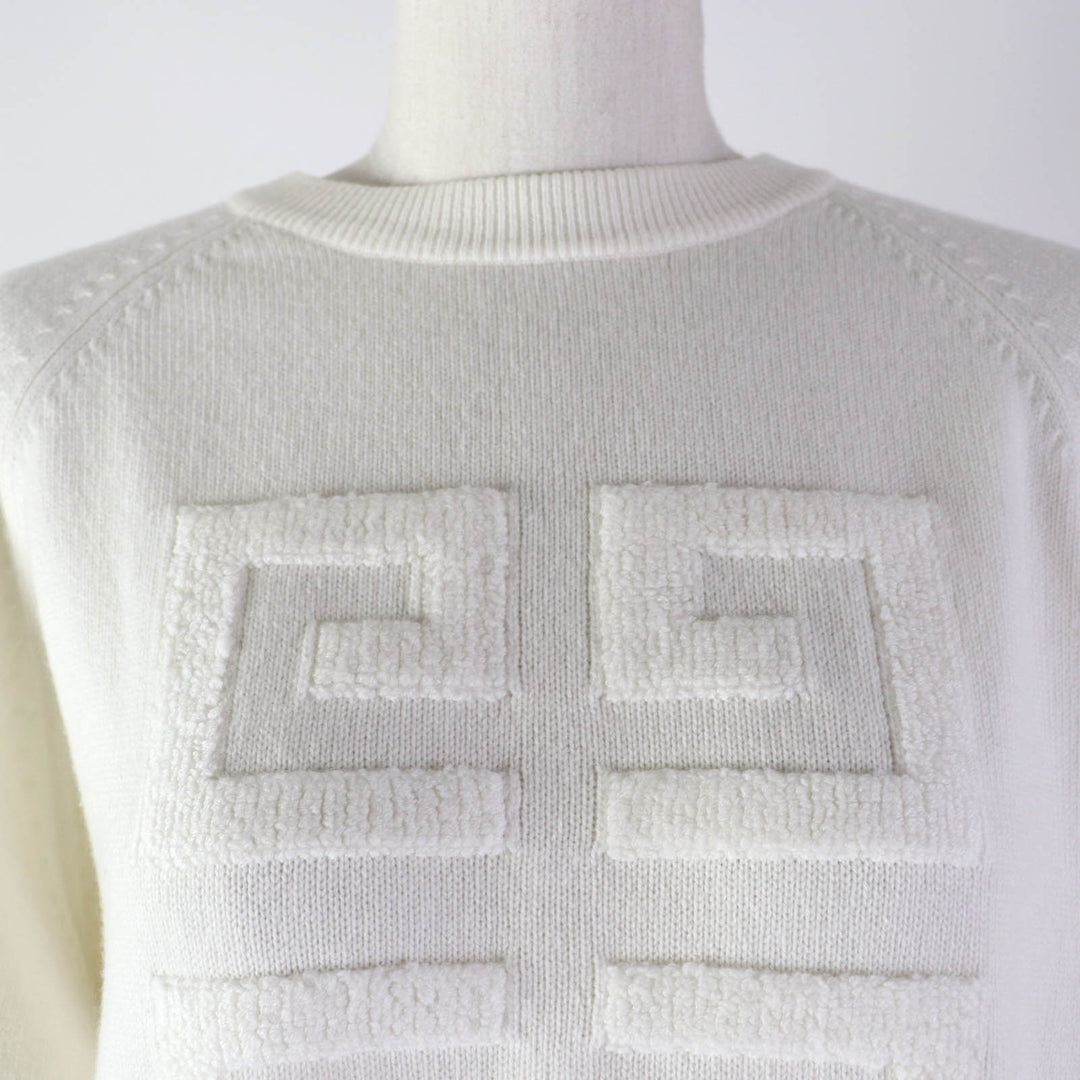 Excellent GIVENCHY knit 4G Logo Long Sleeve Ivory cashmere Women M BW908N4ZEQ