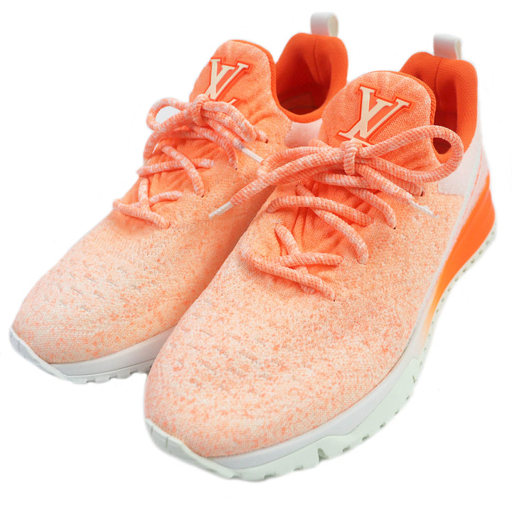 Excellent LOUIS VUITTON Low cut sneakers VNR line LV logo running shoes Neon orange mens 6