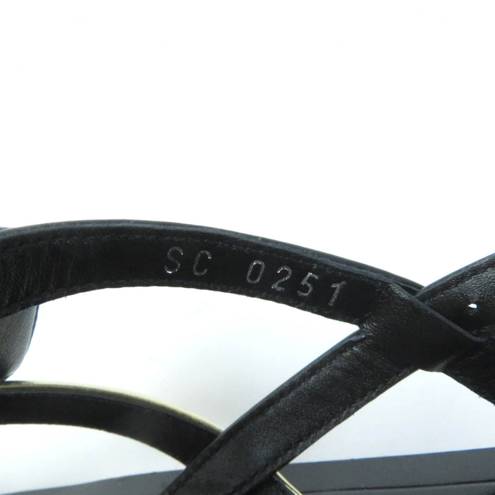 Excellent LOUIS VUITTON Sandals Monogram Metal Ribbon Design leather Women 36.5