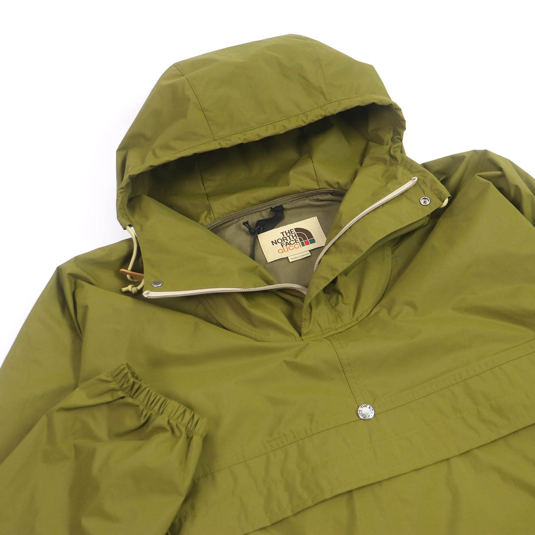 Pristine GUCCI×THE NORTH FACE coat hooded anorak parka rain khaki mens XS 648874