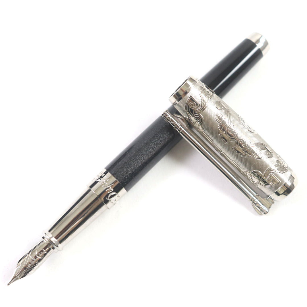Discounted Pristine Dupont fountain pen Wild West 198/1500 Black Silver K14 mens