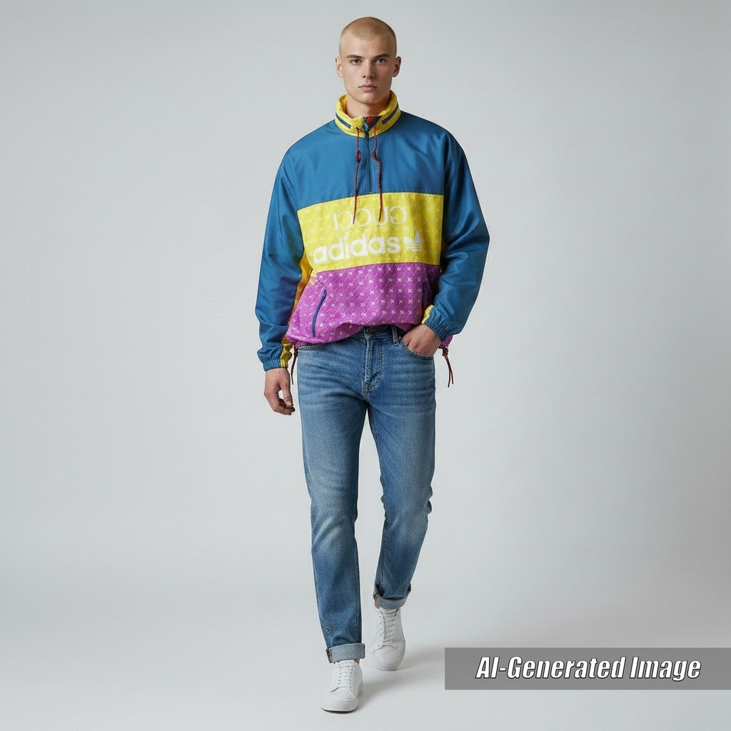 Pristine GUCCI×adidas Blouson Trefoil print anorak parka multicolor 52 691429