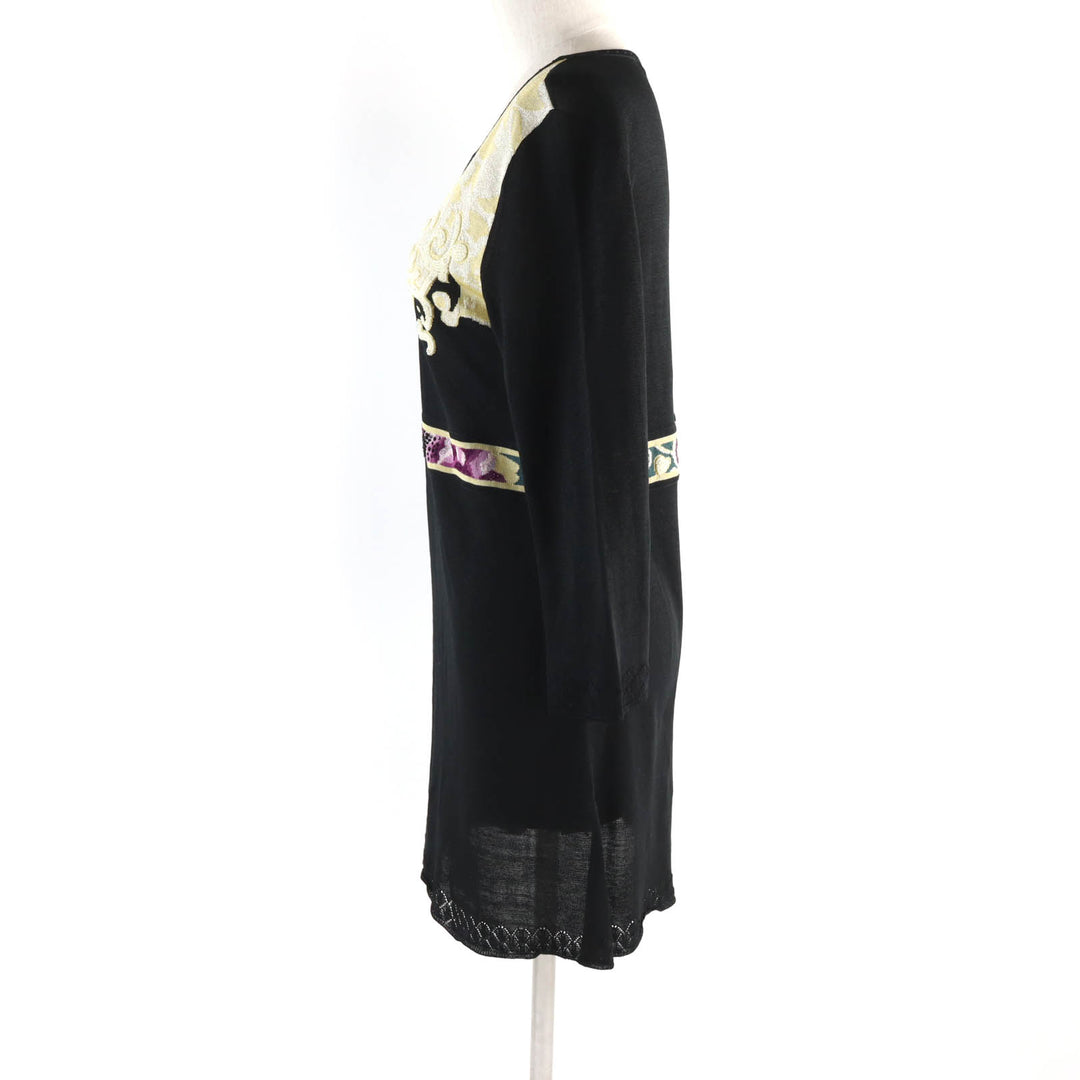 Excellent LEONARD FASHION Tunic Beaded logo embroidered, 3/4 length knit L