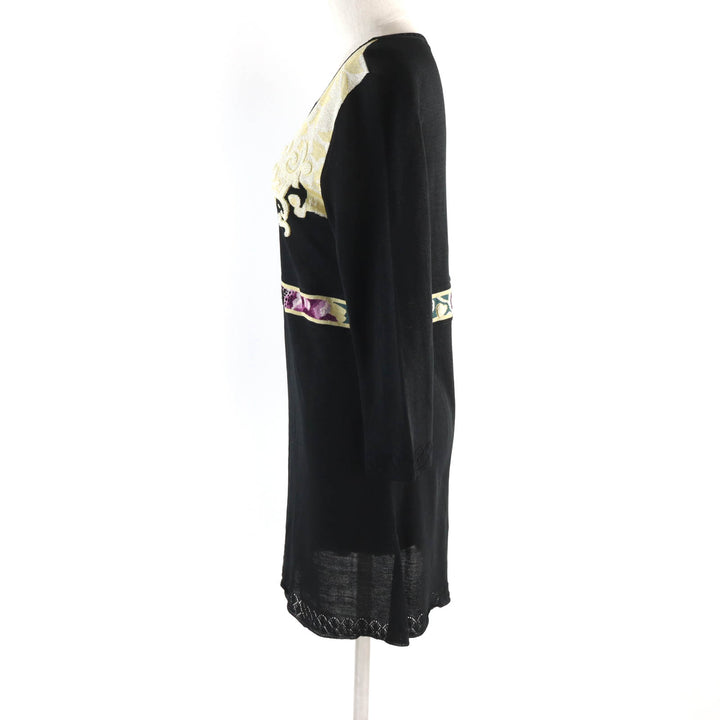 Excellent LEONARD FASHION Tunic Beaded logo embroidered, 3/4 length knit L