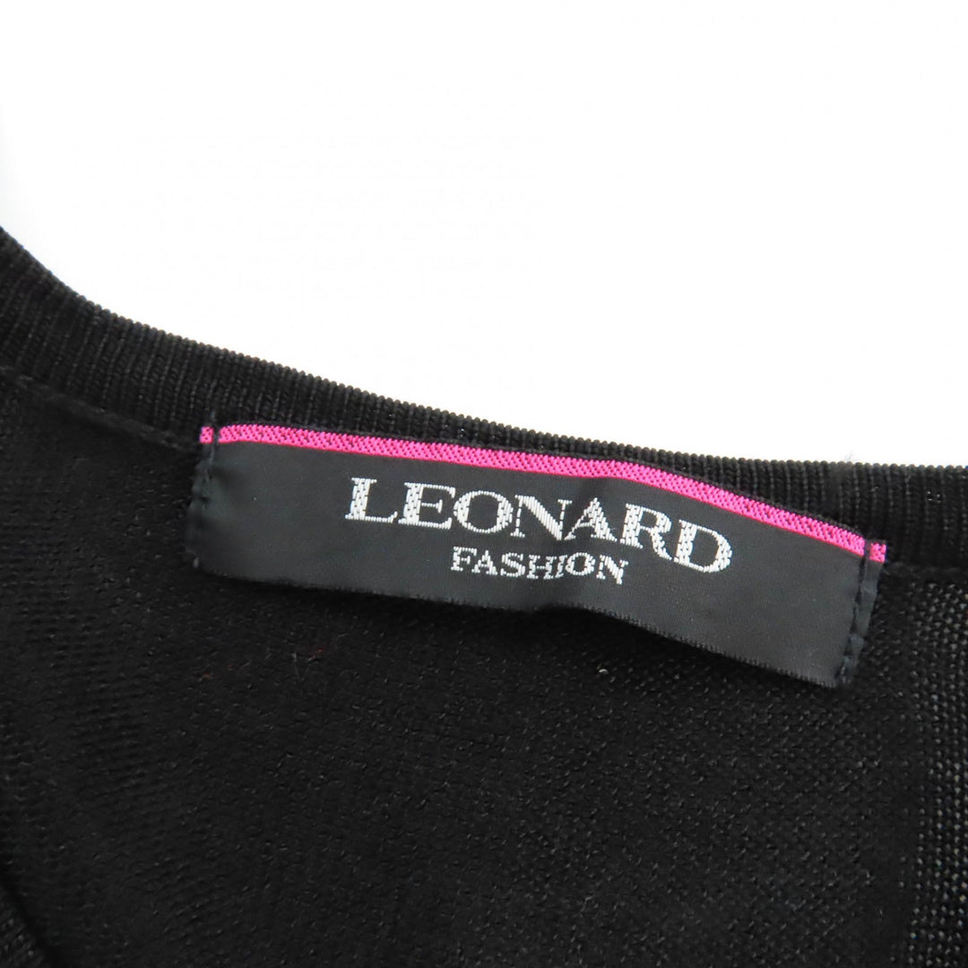 Excellent LEONARD FASHION Tunic Beaded logo embroidered, 3/4 length knit L