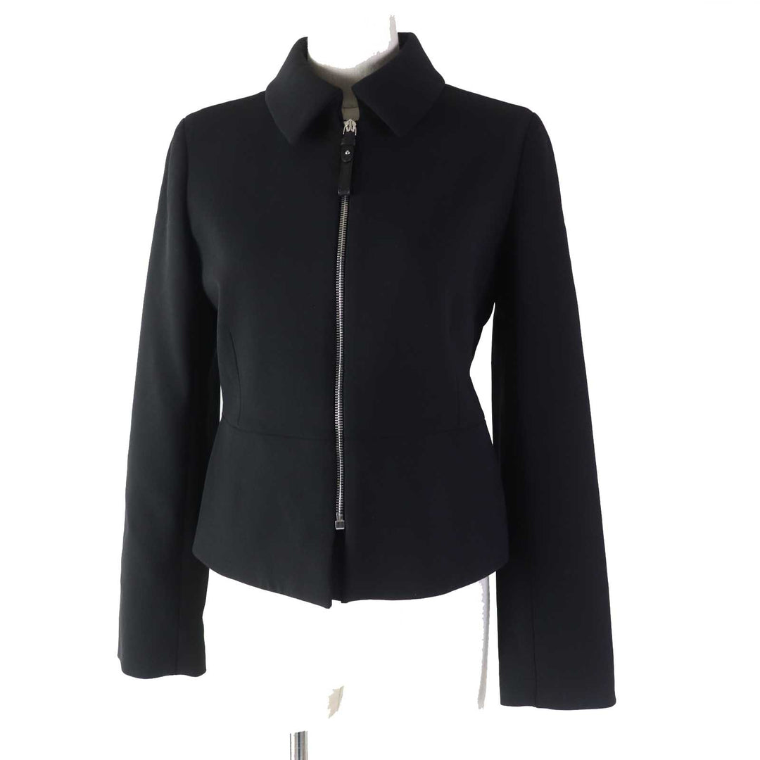 Excellent HERMES Jacket Zip up black wool Women 36 2H0203DM