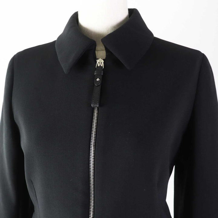 Excellent HERMES Jacket Zip up black wool Women 36 2H0203DM