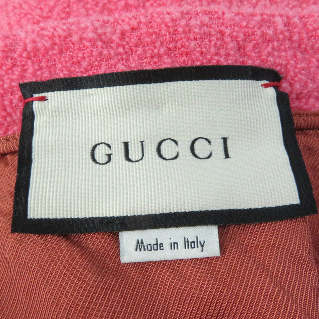 Excellent GUCCI Mini skirt Solid color tweed skirt A-line skirt pink wool Women 36 631492