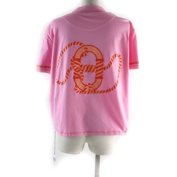 Pristine HERMES Short sleeve T-shirt Canoe Chaine d'Ancre Print pink 36 3E4621DL