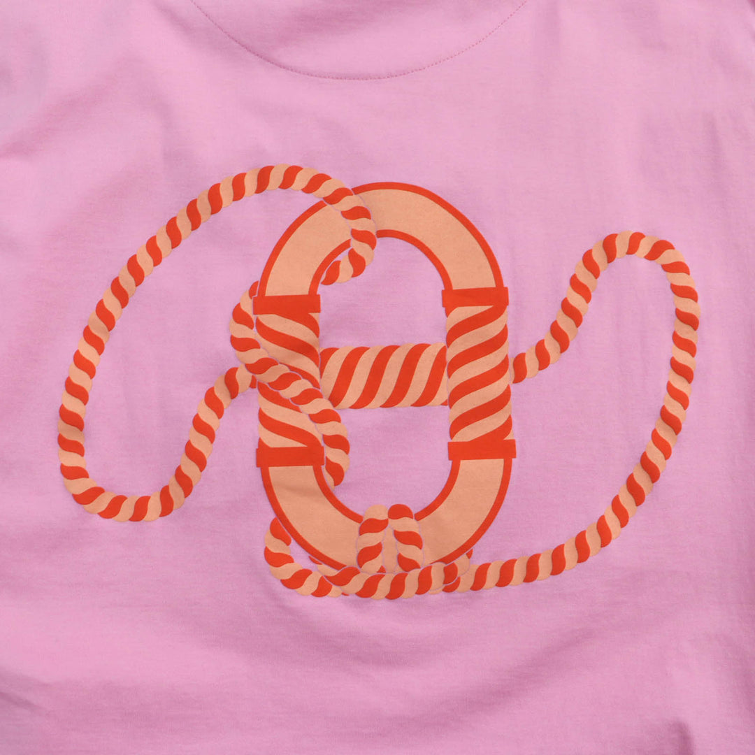 Pristine HERMES Short sleeve T-shirt Canoe Chaine d'Ancre Print pink 36 3E4621DL
