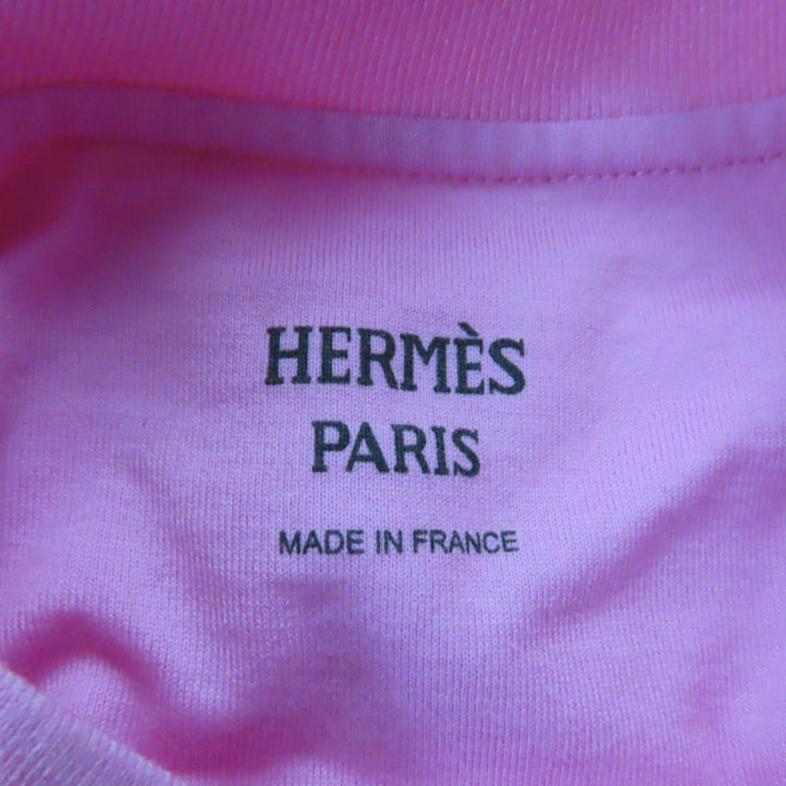 Pristine HERMES Short sleeve T-shirt Canoe Chaine d'Ancre Print pink 36 3E4621DL
