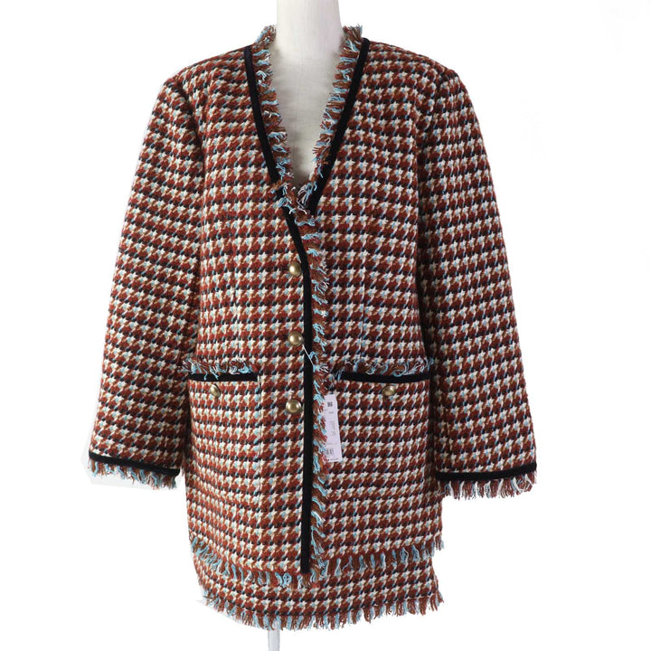 Pristine JILLSTUART two-piece set Color Mix Tweed Fringe Brown polyester Women