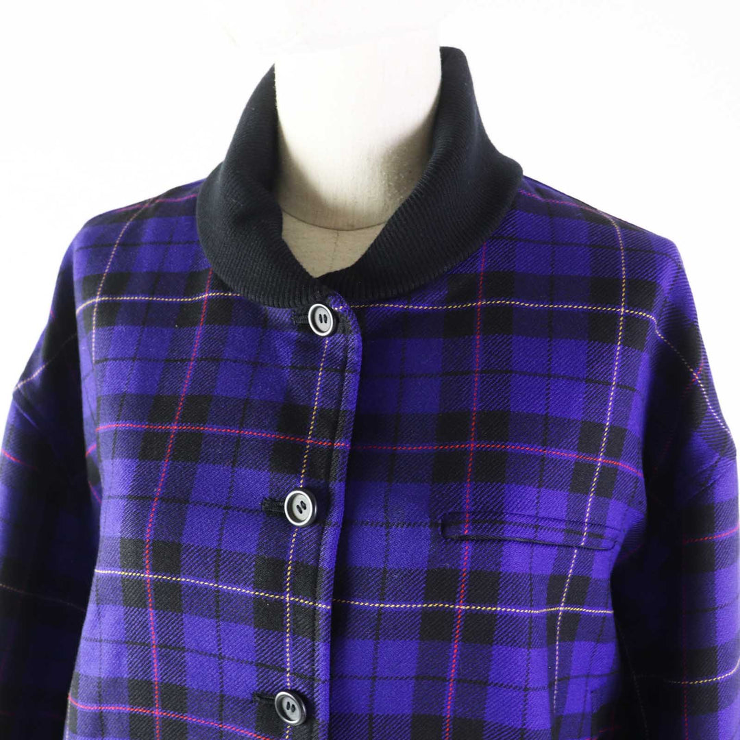 Excellent Christian Dior Blouson Check Pattern Purple wool Women M