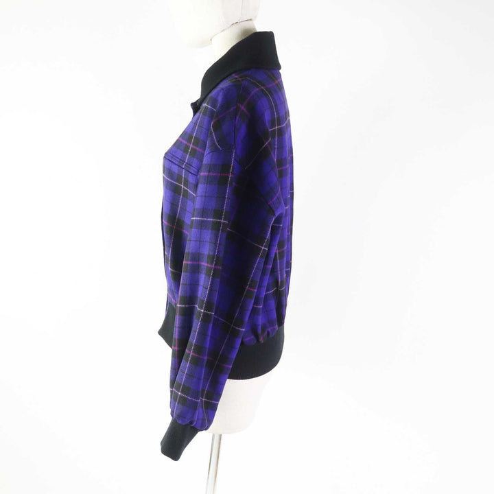 Excellent Christian Dior Blouson Check Pattern Purple wool Women M