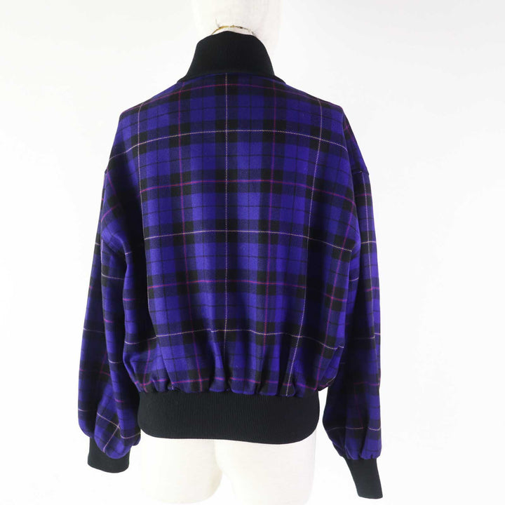 Excellent Christian Dior Blouson Check Pattern Purple wool Women M