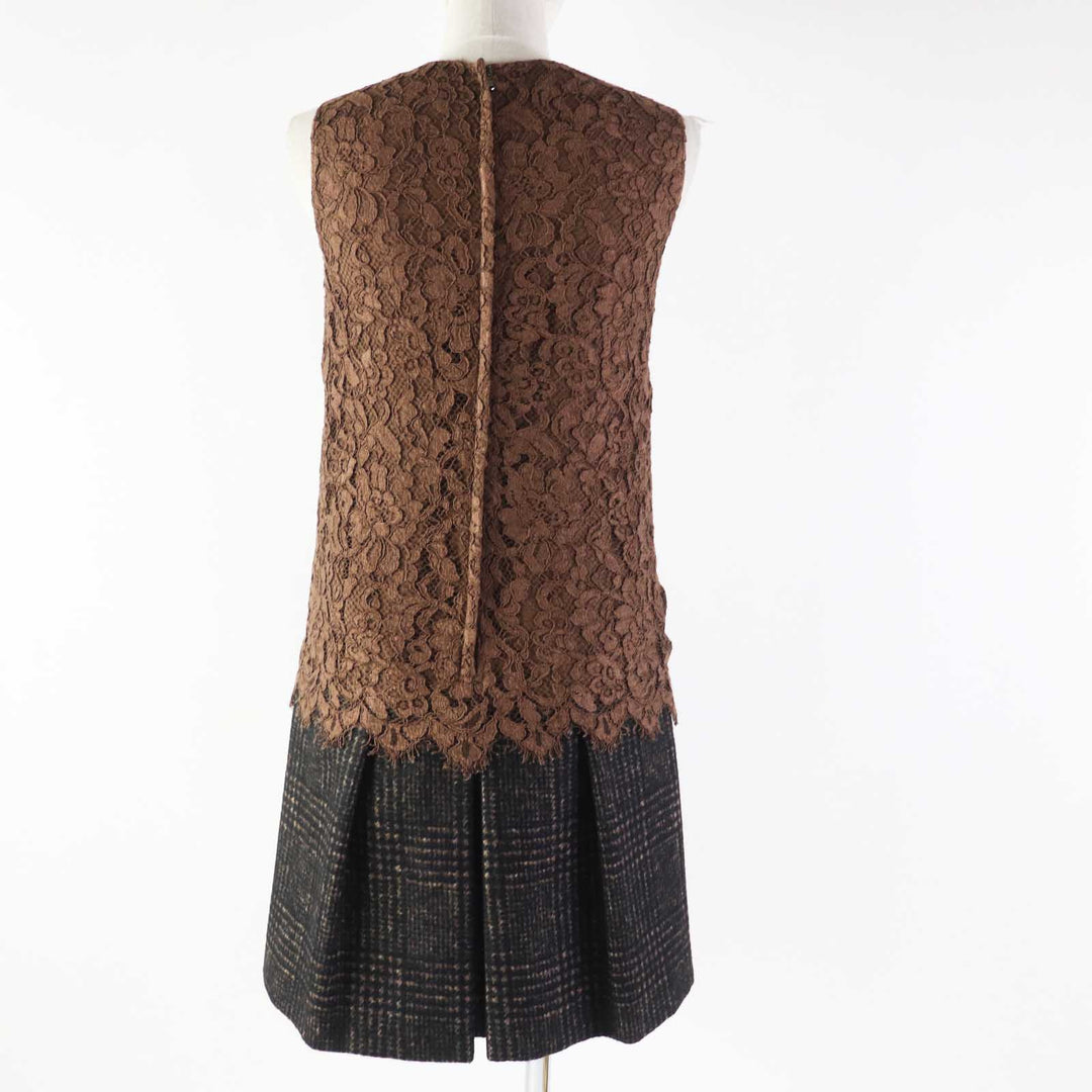 Pristine DOLCE&GABBANA one piece Lace x Check Docking black Rayon Women 36