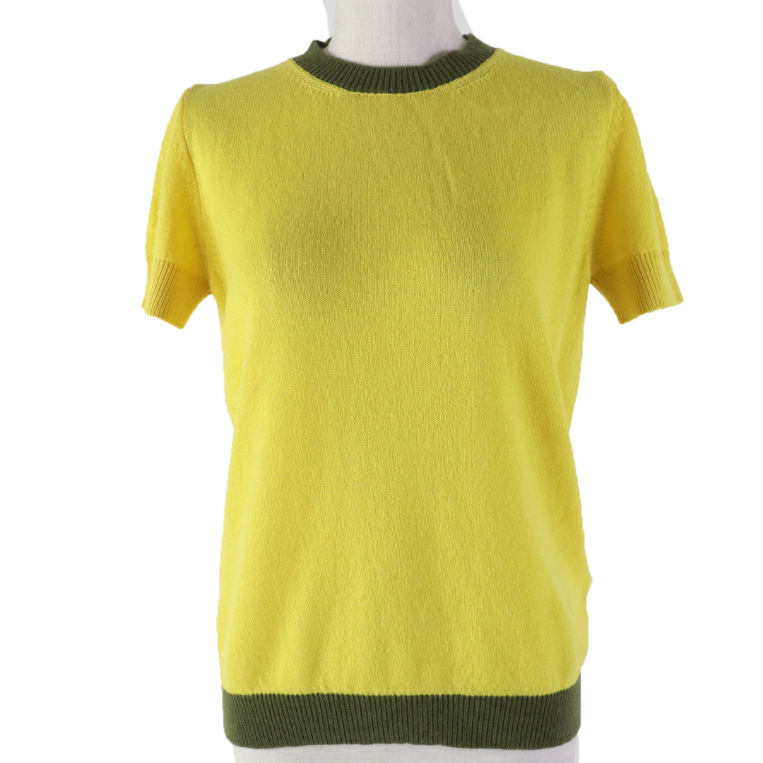 Excellent MONCLER Short sleeve knit MAGLIA Yellow khaki cashmere Women M
