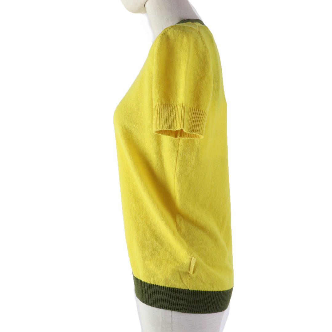 Excellent MONCLER Short sleeve knit MAGLIA Yellow khaki cashmere Women M