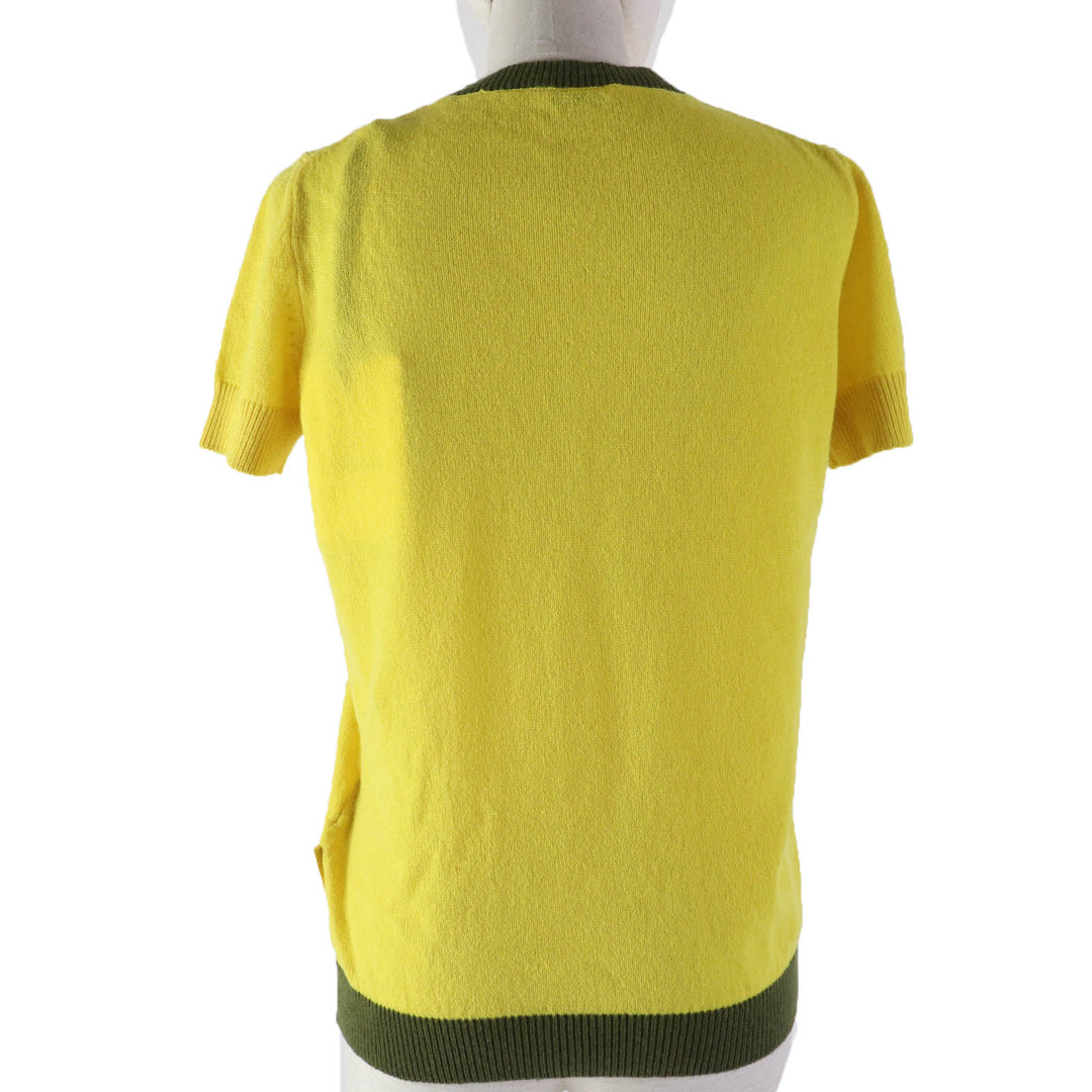 Excellent MONCLER Short sleeve knit MAGLIA Yellow khaki cashmere Women M