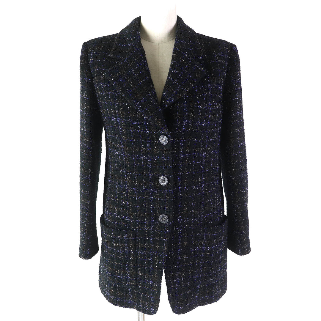 CHANEL tailored jacket Lining: 100% Silk COCO Button Tweed Long Women 34 P71761