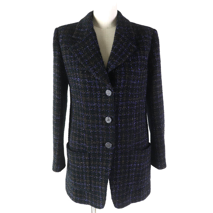 CHANEL tailored jacket Lining: 100% Silk COCO Button Tweed Long Women 34 P71761