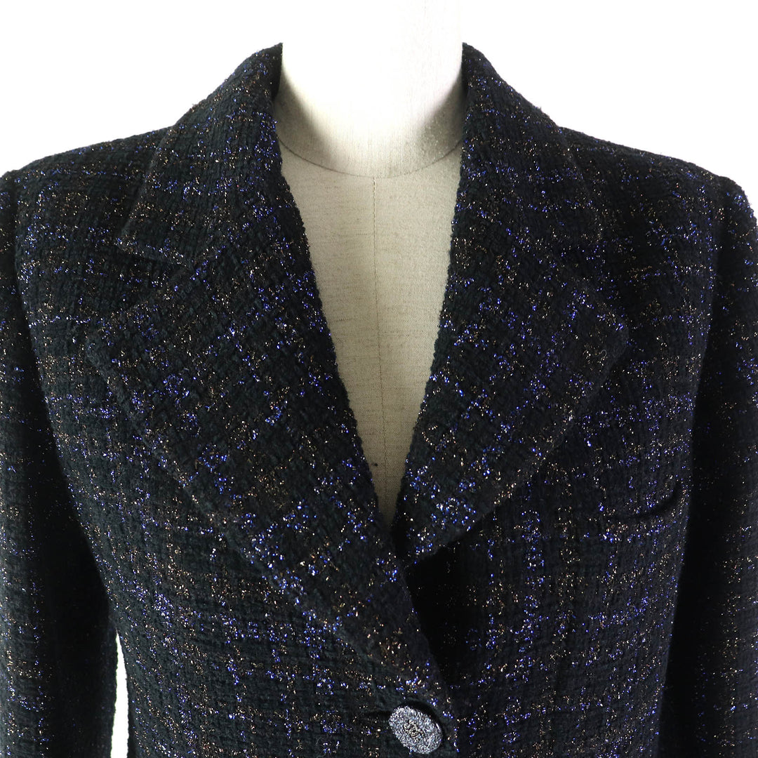 CHANEL tailored jacket Lining: 100% Silk COCO Button Tweed Long Women 34 P71761