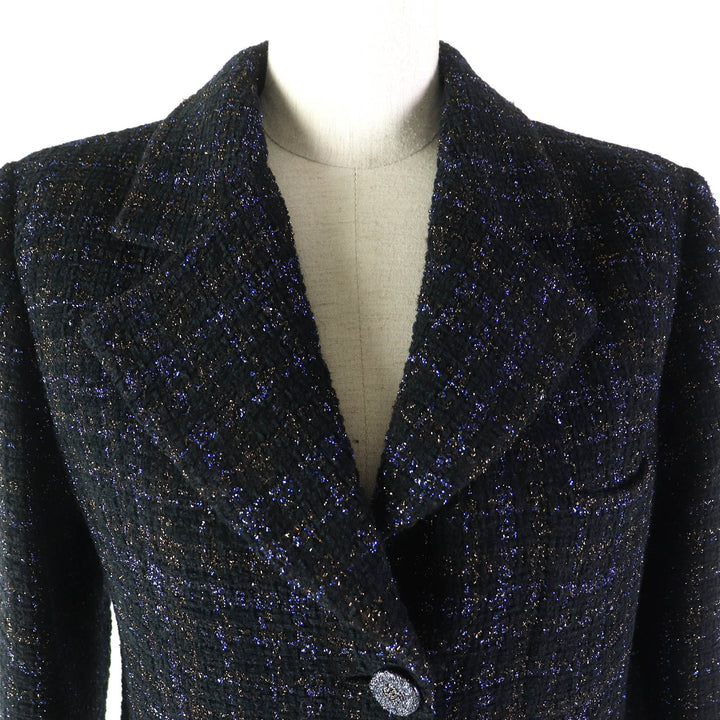 CHANEL tailored jacket Lining: 100% Silk COCO Button Tweed Long Women 34 P71761