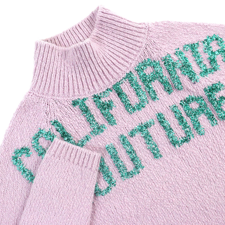 Excellent DIOR knit Hologram high neck low gauge Purple green wool mens XL