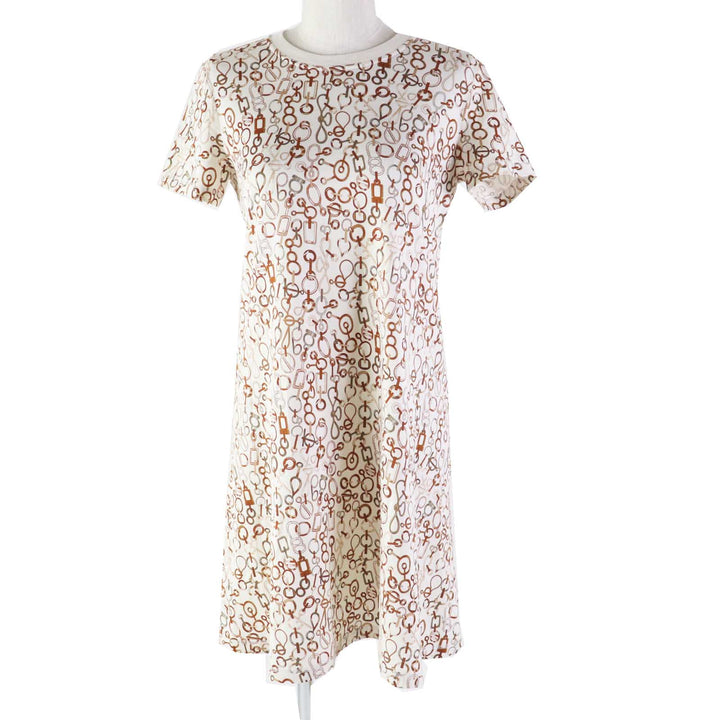 Excellent HERMES one piece Do RE BOUCLES Ivory Brown cotton Women 34 3H4514DR
