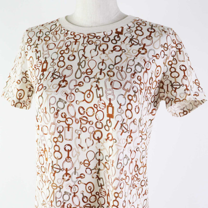 Excellent HERMES one piece Do RE BOUCLES Ivory Brown cotton Women 34 3H4514DR
