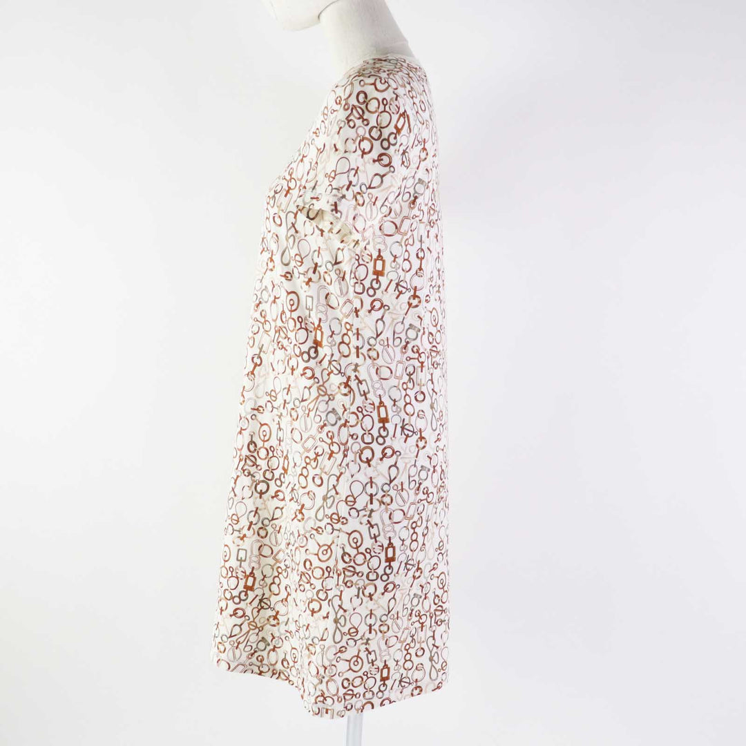Excellent HERMES one piece Do RE BOUCLES Ivory Brown cotton Women 34 3H4514DR