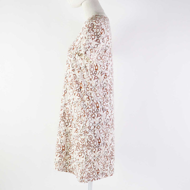 Excellent HERMES one piece Do RE BOUCLES Ivory Brown cotton Women 34 3H4514DR