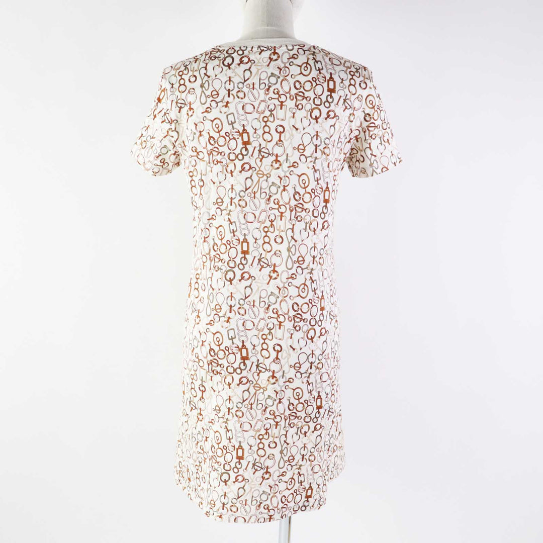 Excellent HERMES one piece Do RE BOUCLES Ivory Brown cotton Women 34 3H4514DR