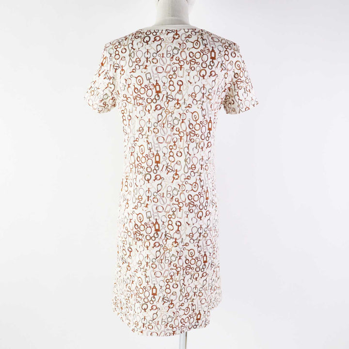 Excellent HERMES one piece Do RE BOUCLES Ivory Brown cotton Women 34 3H4514DR