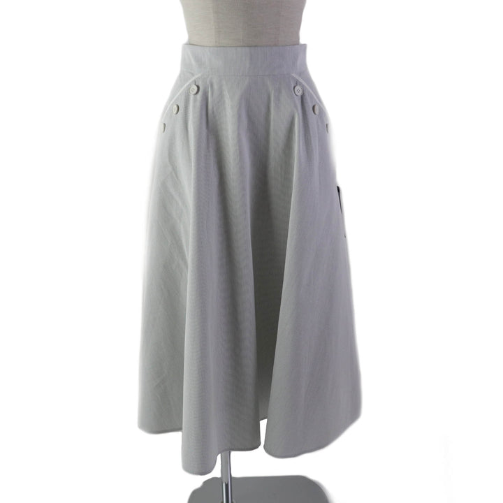 Pristine FOXEY flare skirt JURA Stripe Pattern Marine Light gray cotton 38 43453