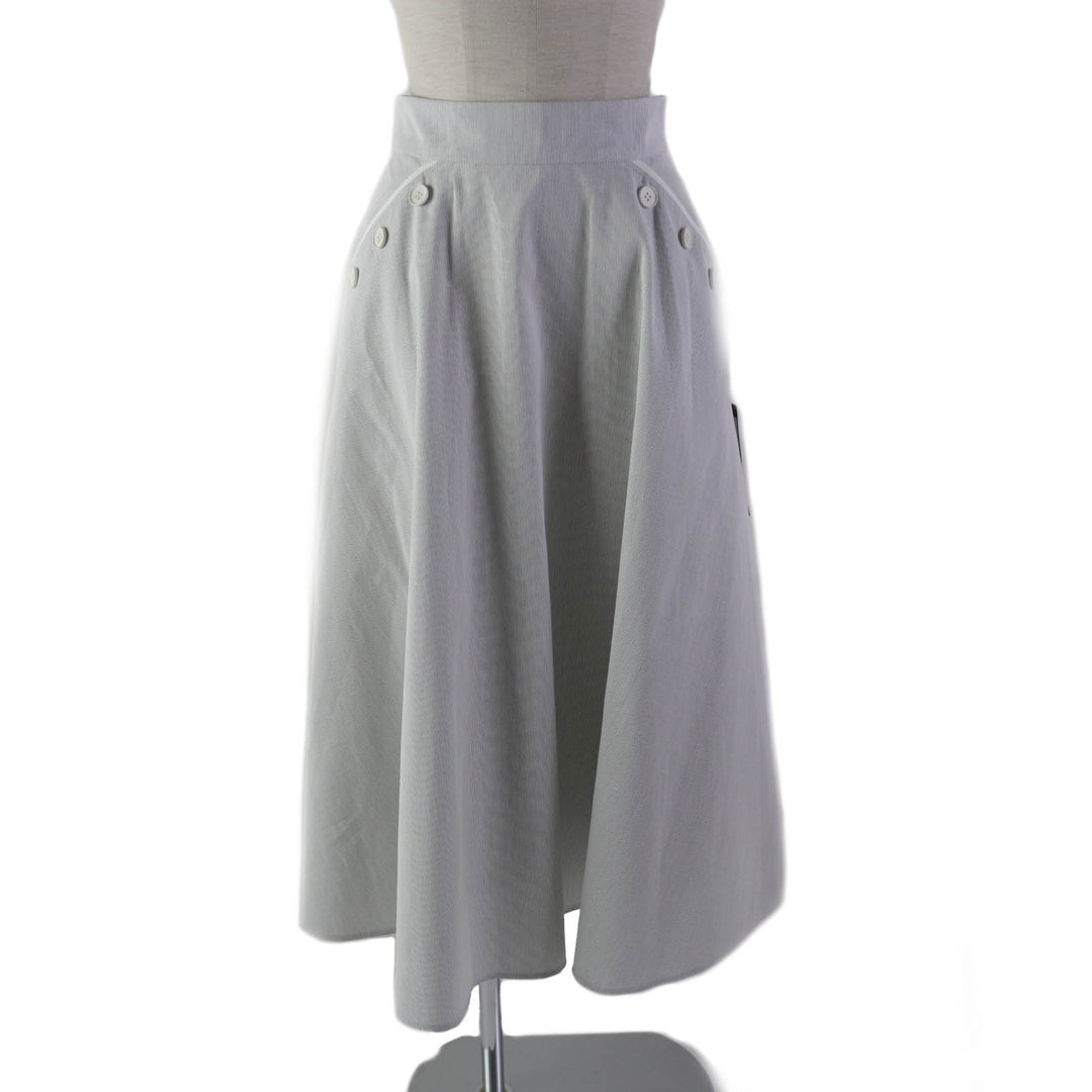Discounted Pristine FOXEY flare skirt JURA Stripe Pattern Marine Light gray cotton 38 43453