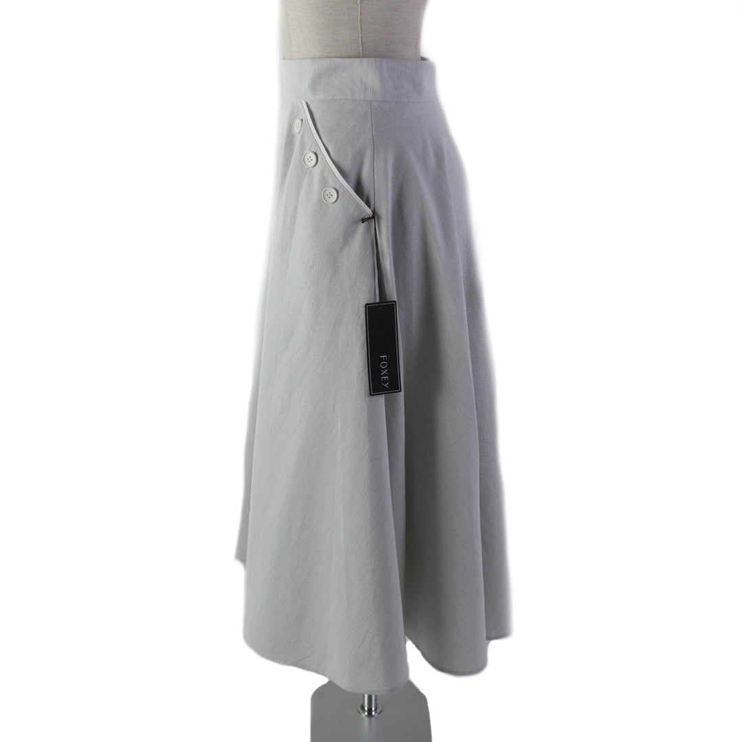 Pristine FOXEY flare skirt JURA Stripe Pattern Marine Light gray cotton 38 43453