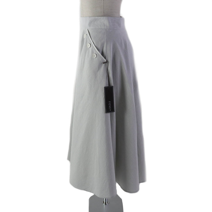 Pristine FOXEY flare skirt JURA Stripe Pattern Marine Light gray cotton 38 43453