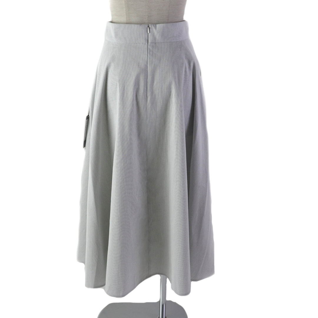 Pristine FOXEY flare skirt JURA Stripe Pattern Marine Light gray cotton 38 43453