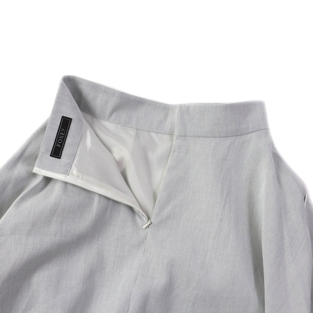 Pristine FOXEY flare skirt JURA Stripe Pattern Marine Light gray cotton 38 43453